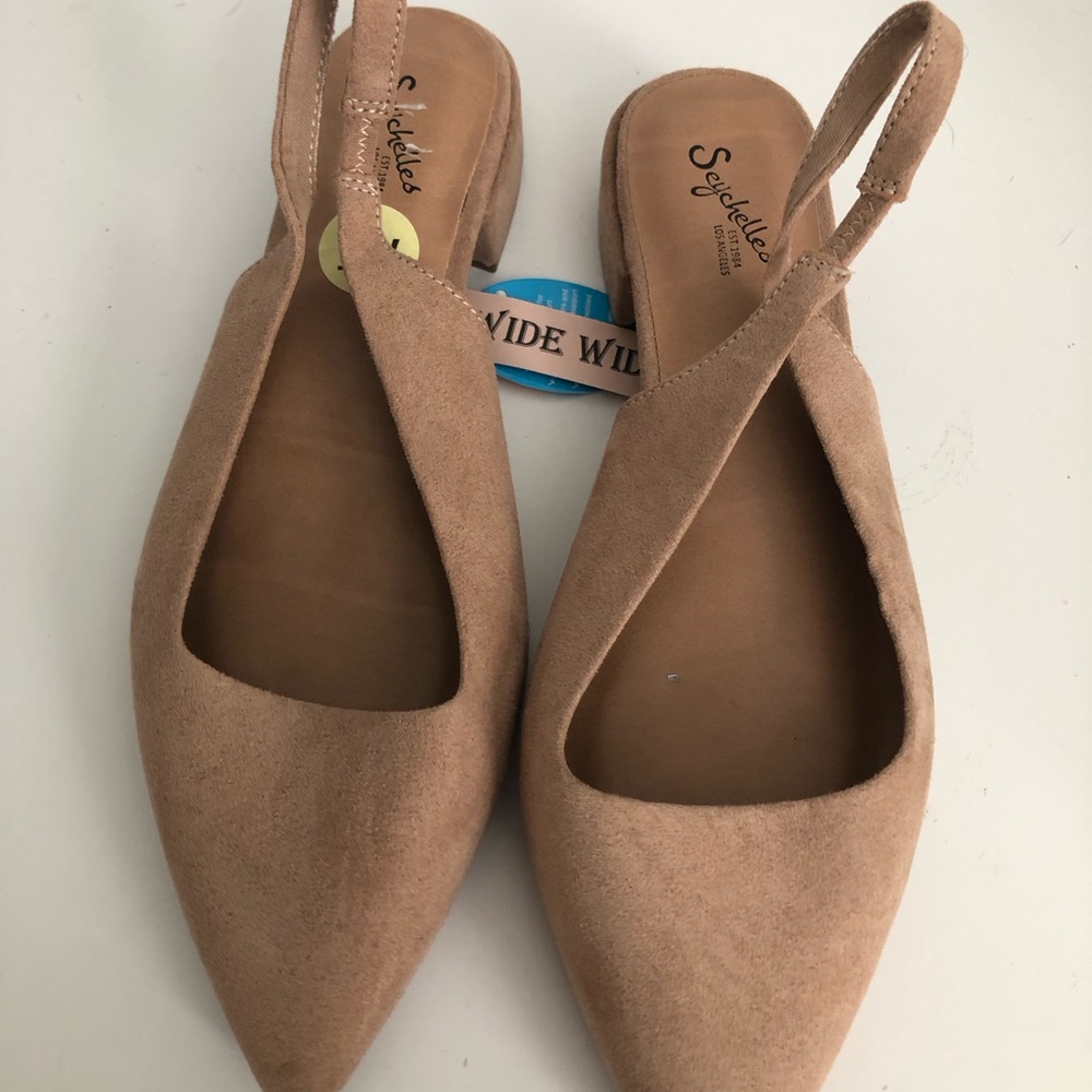 Seychelles Tan Faux Suede Pointed Slingback Flats - 9W